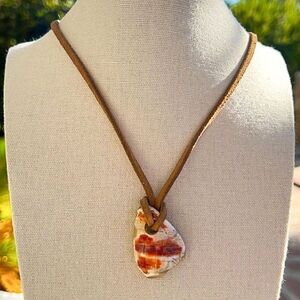 Vintage Leather Cord Shell Surfer Necklace 22" Unisex